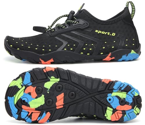 SAGUARO Badeschuhe Kinder Wasserschuhe Schwimmschuhe Jungen Mädchen Aquaschuhe Strandschuhe rutschfest Neoprenschuhe Surfschuhe Atmungsaktiv Wassersportschuhe Tauchschuhe St.1 Schwarz, Gr.26 EU von SAGUARO