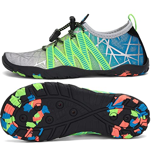 SAGUARO Badeschuhe Kinder Wasserschuhe Schwimmschuhe rutschfest Strandschuhe Aquaschuhe Schnell Trocknend Wassersportschuhe für Jungen Mädchen Stil:3 Grau, Gr.24 EU von SAGUARO