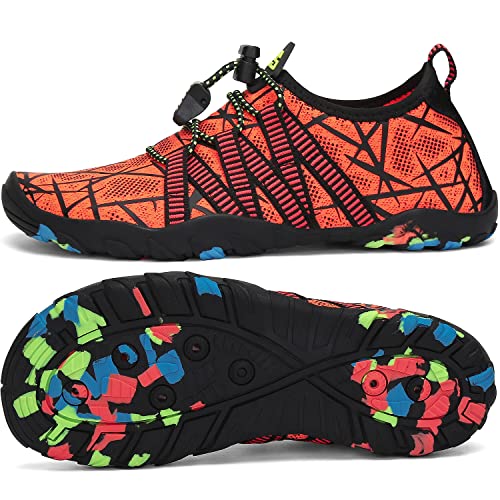 SAGUARO Badeschuhe Kinder Schwimmschuhe rutschfest Wasserschuhe Aquaschuhe Schnell Trocknend Strandschuhe Wassersportschuhe für Jungen Mädchen Stil:3 Orange, Gr.26 EU von SAGUARO