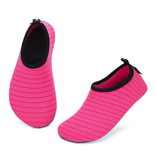 SAGUARO Badeschuhe Kinder Strandschuhe Schwimmschuhe Jungen Mädchen Wasserschuhe Aquaschuhe Kleinkind Barfußschuhe für Schwimmbad(033 Rose,28/29 EU) von SAGUARO