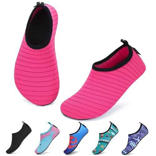 SAGUARO Badeschuhe Kinder Wasserschuhe Kleinkind Schwimmschuhe Strandschuhe Jungen Mädchen Aquaschuhe für Strand Schwimmbad, Locher Rosa, 28/29 EU von SAGUARO