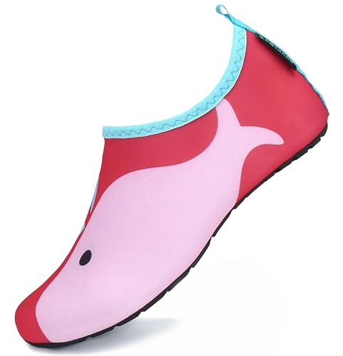 SAGUARO Badeschuhe Kinder Wasserschuhe Jungen Mädchen Schwimmschuhe Schnelltrocknung Strandschuhe Aquaschuhe Leicht Tauchschuhe Neoprenschuhe Surfschuhe Stil:5 Rot, Gr.20/21 EU von SAGUARO