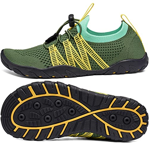 SAGUARO Badeschuhe Kinder Wasserschuhe Schwimmschuhe rutschfest Strandschuhe Aquaschuhe Schnell Trocknend Wassersportschuhe für Jungen Mädchen Grün, Gr.34 EU von SAGUARO