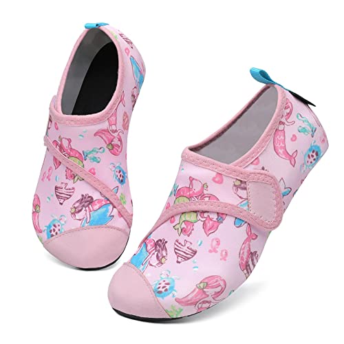 SAGUARO Badeschuhe Mädchen Aquaschuhe Kinder Schnelltrocknend Wasserschuhe Licht Weich rutschfest Schwimmbad Strandschuhe Rosa Gr.36/37 EU von SAGUARO