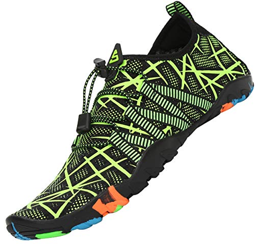 SAGUARO Badeschuhe Herren Wasserschuhe Damen Barfuss Schuhe Sport Schwimmschuhe Barfußschuhe Gegen Seeigel Aquaschuhe rutschfest Strandschuhe Leicht Neoprenschuhe Barfussschuhe Grün 1, Gr.48 von SAGUARO