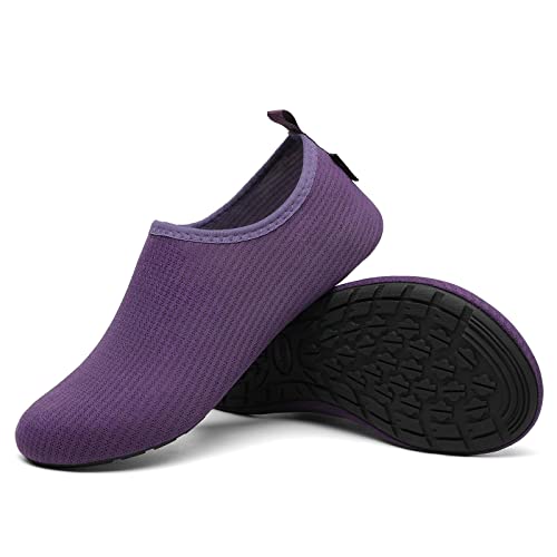 SAGUARO Damen Badeschuhe Wasserschuhe Schwimmschuh Frauen Aquaschuhe Strandschuhe Schnell Trocknend Atmungsaktiv rutschfeste Wassersportschuhe Neoprenschuhe Violett, Gr.36/37 von SAGUARO