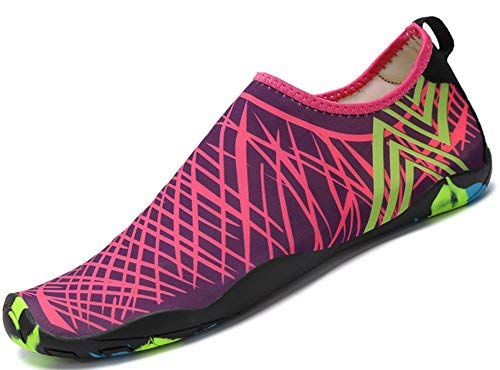 SAGUARO Badeschuhe Strandschuhe Aquaschuhe Wasserschuhe Surfschuhe Schwimmschuhe für Damen Herren Kinder, Rose Red 4, 42 EU von SAGUARO