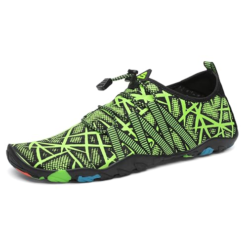 SAGUARO Badeschuhe Strandschuhe Aquaschuhe Wasserschuhe Surfschuhe Schwimmschuhe für Damen Herren Kinder, Streifen Grün 45 SAGUARO Badeschuhe Strandschuhe Aquaschuhe Wasserschuhe Surfschuhe Schwimmschuhe für Damen Herren Kinder, Streifen Grün 45 von SAGUARO