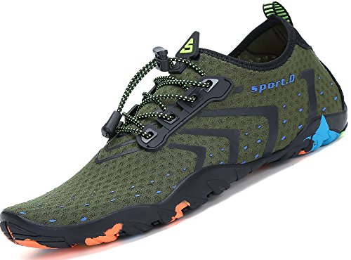 SAGUARO Badeschuhe Strandschuhe Aquaschuhe Wasserschuhe Surfschuhe Schwimmschuhe für Damen Herren Kinder,Neu-Grün,35 EU von SAGUARO