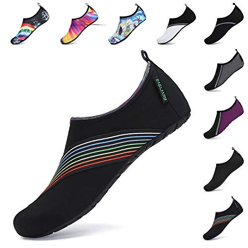 SAGUARO Badeschuhe Strandschuhe Wasserschuhe Schwimmschuhe Aquaschuhe Surfschuhe Barfußschuhe Tauchschuhe Wassersportschuhe für Damen Herren Beach Dunkelheit 42/43 EU von SAGUARO