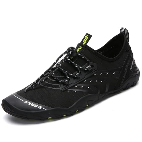 SAGUARO Badeschuhe Tauchschuhe Wasserdicht Schnell Trocknend Männer Frauen Slip On Barfußschuhe für Pool Meer Wassersport Aqua Cycling Kajakfahren Windsurfen, Schwarz 48 von SAGUARO