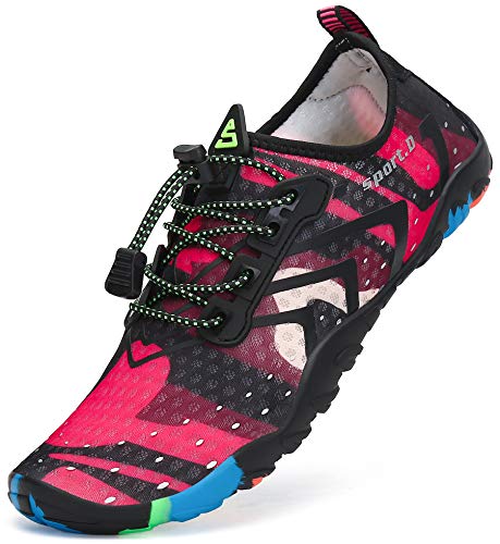 SAGUARO Badeschuhe Wasserschuhe Damen Herren Barfußschuhe Schwimmschuhe Schnell Trocknend Aquaschuhe Surfschuhe Wasserdicht rutschfeste Neopren Strandschuhe Wassersportschuhe, Magenta Pink, 37 EU von SAGUARO