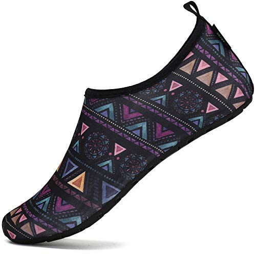 Saguaro Badeschuhe Wasserschuhe Neoprenschuhe Damen Herren Schwimmschuhe Frauen Strandschuhe Surfschuhe Aquaschuhe Barfuß Schuhe, Violett 36/37 von SAGUARO