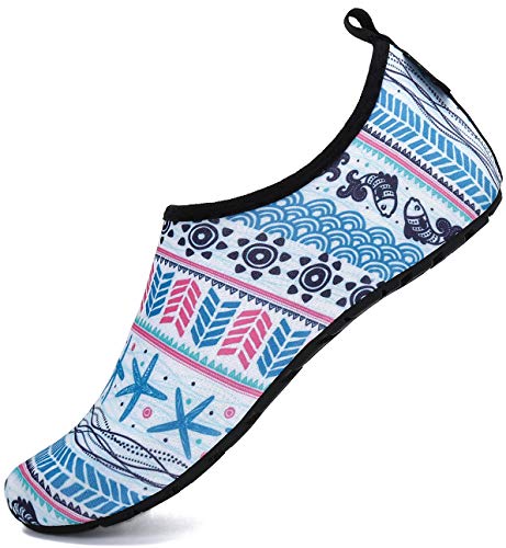 SAGUARO Badeschuhe Wasserschuhe Neoprenschuhe Frauen Barfuß Schwimmschuhe Strandschuhe Tauchschuhe Wassersport Surf Aqua Schuhe für Damen Herren(Böhmische Weiß, 36/37 EU) von SAGUARO