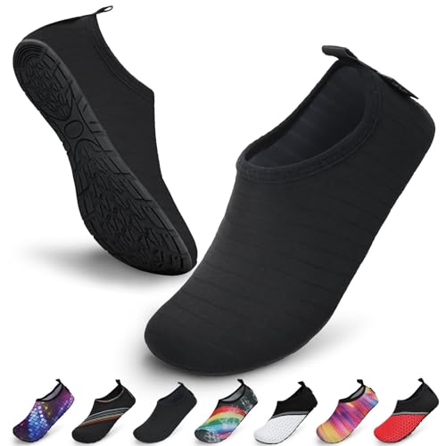 SAGUARO Damen Herren Badeschuhe Wasserschuhe Schwimmschuhe Männer Frauen Barfußschuhe für Strand,Pool,Meer,Wassersport,Surfen,Aqua Cycling,Segeln,Bootfahren,Windsurfen(Schwarz,38/39 EU) von SAGUARO