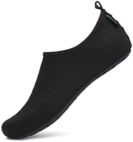 SAGUARO Badeschuhe Wasserschuhe Schwimmschuhe Strandschuhe Aquaschuhe Surfschuhe Barfußschuhe Tauchschuhe Wassersportschuhe für Damen Herren(033 Schwarz,42/43 EU) von SAGUARO