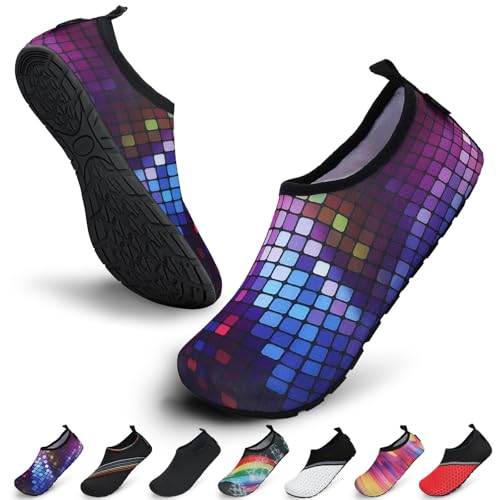 SAGUARO Damen Herren Badeschuhe Wasserschuhe Schwimmschuhe Männer Frauen Barfußschuhe für Strand,Pool,Meer,Wassersport,Surfen,Aqua Cycling,Segeln,Bootfahren,Windsurfen(Mehrfarbig,40/41 EU) von SAGUARO