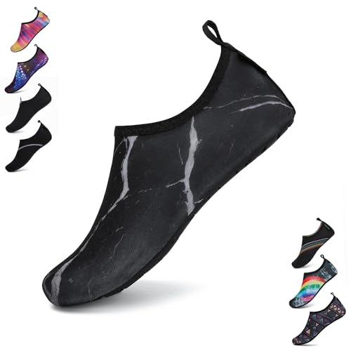 SAGUARO Badeschuhe Wasserschuhe Schwimmschuhe Strandschuhe Aquaschuhe Surfschuhe Barfußschuhe Tauchschuhe Wassersportschuhe für Damen Herren(060 Schwarz,42/43 EU) von SAGUARO