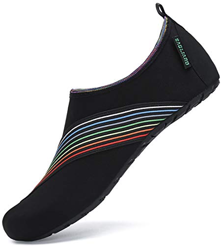 SAGUARO Badeschuhe Wasserschuhe Schwimmschuhe Strandschuhe Aquaschuhe Surfschuhe Barfußschuhe Tauchschuhe Wassersportschuhe für Damen Herren(062 Schwarz,36/37 EU) von SAGUARO