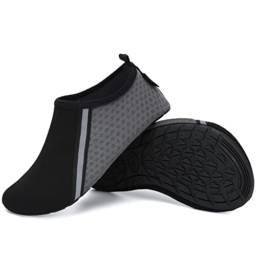 SAGUARO Hausschuhe Herren Damen Hüttenschuhe Leicht Rutschfest Pantoffeln Cozy Atmungsaktiv Sockenschuhe Home Flache Cozy Slippers, Graphitgrau 44/45EU von SAGUARO