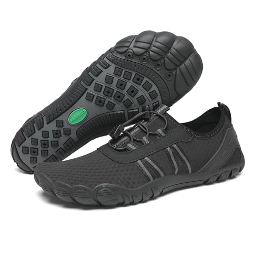 SAGUARO Badeschuhe Wasserschuhe Barfuss Schuhe Damen Herren Barfußschuhe Schnelltrocknende Schwimmschuhe rutschfeste Strandschuhe Aquaschuhe mit Dicker Sohle Schwarz,Gr.38 von SAGUARO
