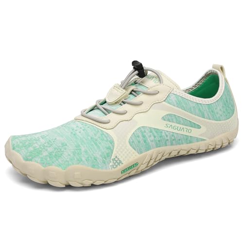 SAGUARO Barfuss Schuhe Damen Barfußschuhe Herren Outdoor Barfussschuhe Leicht Zehenschuhe Barfuß Fitnessschuhe mit Breiter Zehenbox Eisblau,Gr.44 von SAGUARO
