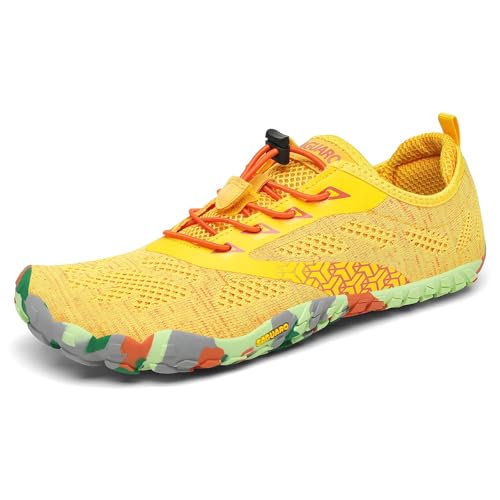 SAGUARO Barfuss Schuhe Damen Barfußschuhe Herren Outdoor Barfussschuhe Leicht Zehenschuhe Barfuß Fitnessschuhe mit Breiter Zehenbox Gelb,Gr.41 von SAGUARO