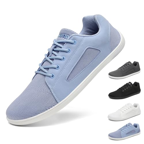 SAGUARO Barfuss Schuhe Damen Herren – Breite Zehenbox Barfuß Sneaker - Zero Drop Barefoot Shoes – Minimalistische Schuhe für Outdoor, Reisen – Barfußschuhe Luck Ⅰ Azur Blau,Gr.41 von SAGUARO