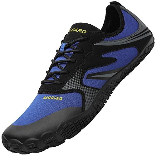 SAGUARO Barfuss Schuhe Damen Sommer Ultraleicht Aquaschuhe Herren Mesh Atmungsaktiv Wasserschuhe Frau rutschfest Barfußschuhe Wassersport Zehenschuhe Sport Traillaufschuhe Fitnessschuhe,Blau 36 von SAGUARO