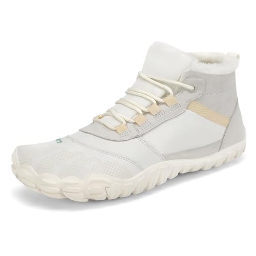 SAGUARO Barfuss Schuhe Damen Winter Barfußschuhe Damen Wasserabweisend Barfuß Winterschuhe Warm Gefüttert Winterstiefel Beige, Gr.36 von SAGUARO