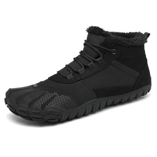 SAGUARO Barfuss Schuhe Damen Winter Barfußschuhe Damen Wasserabweisend Barfuß Winterschuhe Warm Gefüttert Winterstiefel Schwarz, Gr.38 von SAGUARO