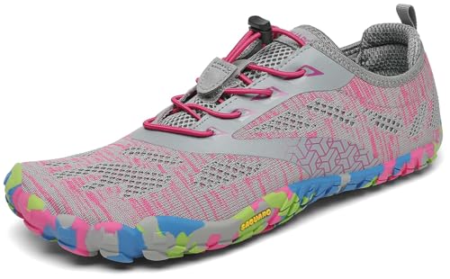 SAGUARO Barfußschuhe Damen Herren Zehenschuhe Traillaufschuhe Weich Bequem Barfussschuhe Fitnessschuhe Männer Frauen Trainingsschuhe für Joggen Laufen Wandern, Rouge Pink, 38 EU von SAGUARO