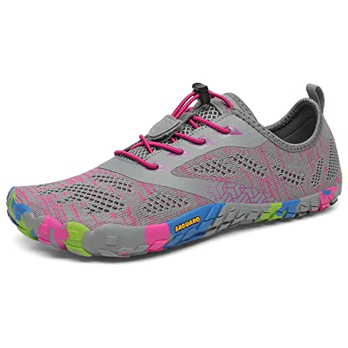 SAGUARO Barfußschuhe Damen Herren Zehenschuhe Traillaufschuhe Weich Bequem Barfussschuhe Fitnessschuhe Männer Frauen Trainingsschuhe für Joggen Laufen Wandern, Smart II, Rouge Pink, 40 von SAGUARO