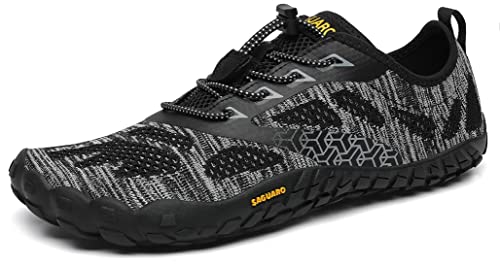 SAGUARO Barfußschuhe Damen Herren Zehenschuhe Traillaufschuhe Weich Bequem Barfussschuhe Fitnessschuhe Männer Frauen Trainingsschuhe für Joggen Laufen Wandern, Ebenholz Schwarz, 36 von SAGUARO