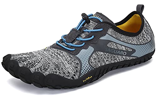 SAGUARO Barfußschuhe Damen Herren Zehenschuhe Traillaufschuhe Weich Bequem Barfussschuhe Fitnessschuhe Männer Frauen Trainingsschuhe für Joggen Laufen Wandern, Münzgrau, 41 von SAGUARO