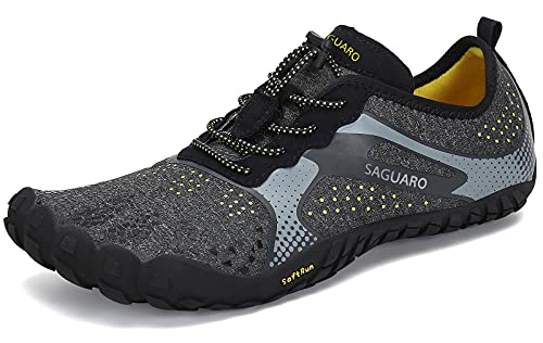 SAGUARO Barfußschuhe Damen Herren Zehenschuhe Traillaufschuhe Weich Bequem Barfussschuhe Fitnessschuhe Männer Frauen Trainingsschuhe für Joggen Laufen Wandern, Crow Black, 39 von SAGUARO