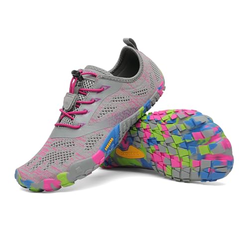 SAGUARO Barfußschuhe Barfuss Schuhe Damen Barfussschuhe Frauen Zehenschuhe Fitnessschuhe Straßenlaufschuhe, Smart II - Barfußschuhe Brilliant Rose,Gr.36 von SAGUARO