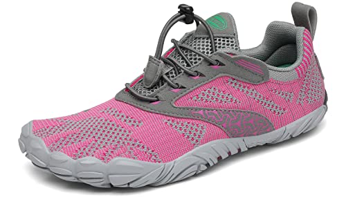 SAGUARO Barfussschuhe Barfußschuhe Damen Traillaufschuhe Straßenlaufschuhe Sommer Barefoot Wander Trekking Training Fitness Sneaker Breiter Zehenbox Minimalistische Schuhe, Rosa, 37 EU von SAGUARO