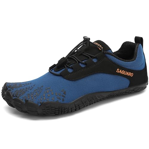 SAGUARO Barfußschuhe Barfussschuhe Herren Damen Minimalistische Trail Laufschuhe Zehenschuhe Joggen Wandern Training Barfuß Sportschuhe Fitnessschuhe, Blau, 41 EU von SAGUARO