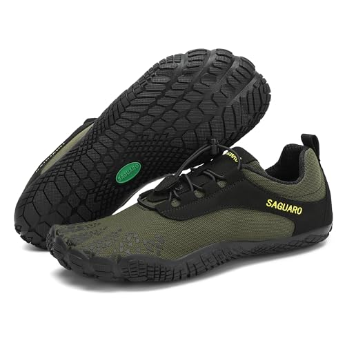 SAGUARO Barfußschuhe Herren Barfuss Schuhe Damen Sommer Outdoor Barfussschuhe Leicht rutschfest Barefoot Shoes for Women Men, Dunkelgrün 45EU von SAGUARO
