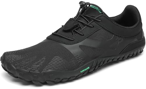 SAGUARO Barfußschuhe Herren Damen Barfussschuhe Traillaufschuhe Zehen Training Fitnessschuhe Outdoor Barfuss Wanderschuhe Atmungsaktiv Schnell Trocknend Badeschuhe, Tinte schwarz, 45 EU von SAGUARO