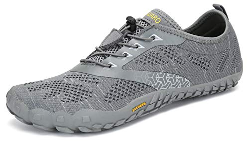 SAGUARO Barfußschuhe Herren Damen Minimalistische Trail Laufschuhe Zehenschuhe Joggen Wandern Training Barfuß Sportschuhe Fitnessschuhe Männer Frauen, Wolkengrau, 39 EU von SAGUARO