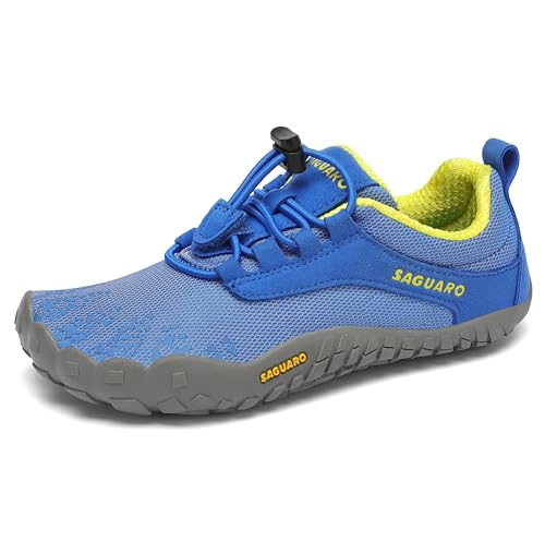 SAGUARO Barfußschuhe Barfussschuhe Kinder Outdoor Sport Barfuß Schuhe Jungen Mädchen Zehenschuhe Traillaufschuhe Fitnessschuhe rutschfest Badeschuhe Wasserschuhe Dodger Blau,Gr.30 von SAGUARO