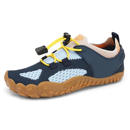 SAGUARO Barfußschuhe Barfussschuhe Kinder Outdoor Sport Barfuß Schuhe Jungen Mädchen Zehenschuhe Traillaufschuhe Fitnessschuhe rutschfest Badeschuhe Wasserschuhe Polynesisch Blau,Gr.25 von SAGUARO