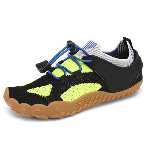 SAGUARO Barfußschuhe Barfussschuhe Kinder Outdoor Sport Barfuß Schuhe Jungen Mädchen Zehenschuhe Traillaufschuhe Fitnessschuhe rutschfest Badeschuhe Wasserschuhe Schwarze Olive,Gr.27 von SAGUARO