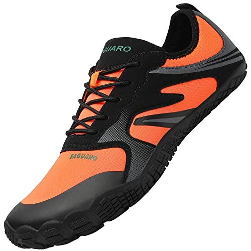 SAGUARO Barfußschuhe Damen Herren Atmungsaktiv Barfuss Schuhe Leichte Sport Traillaufschuhe Strand Wasserschuhe rutschfest Unisex Aquaschuhe Training Zehenschuhe Fitnessschuhe,Orange 39 von SAGUARO