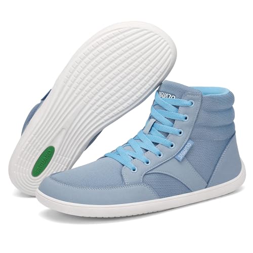SAGUARO Barfußschuhe Damen Herren - Barfuss Schuhe Damen Outdoor Barfusschuhe High-Top Barefoot Shoes mit Zero-Drop Sohle Blau, Gr.41 von SAGUARO
