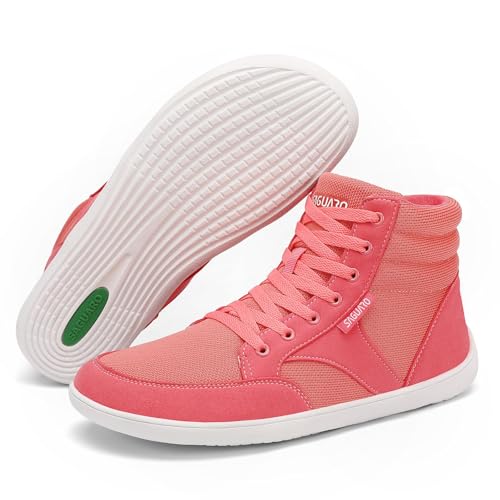 SAGUARO Barfußschuhe Damen Herren - Barfuss Schuhe Damen Outdoor Barfusschuhe High-Top Barefoot Shoes mit Zero-Drop Sohle Rot, Gr.41 von SAGUARO