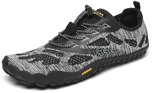 SAGUARO Barfußschuhe Damen Herren Zehenschuhe Traillaufschuhe Weich Bequem Barfussschuhe Fitnessschuhe Männer Frauen Trainingsschuhe für Joggen Laufen Wandern, Ebenholz Schwarz, 45 EU von SAGUARO