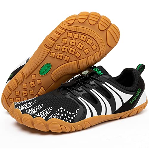 SAGUARO Barfußschuhe Damen Herren Traillaufschuhe Sommer Barfuss Fitnessschuhe Männer Outdoor Indoor Sportschuhe Wanderschuhe Outdoor WeißerStreifen 40 EU von SAGUARO